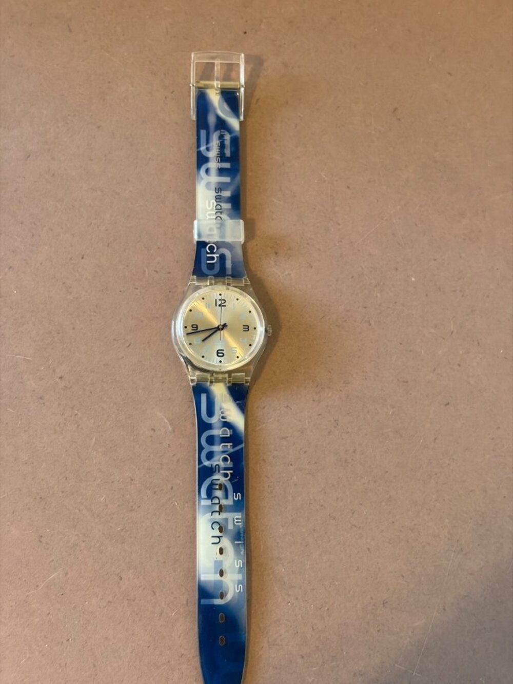 Swatch Swiss Blue & Silver Watch Logo Band